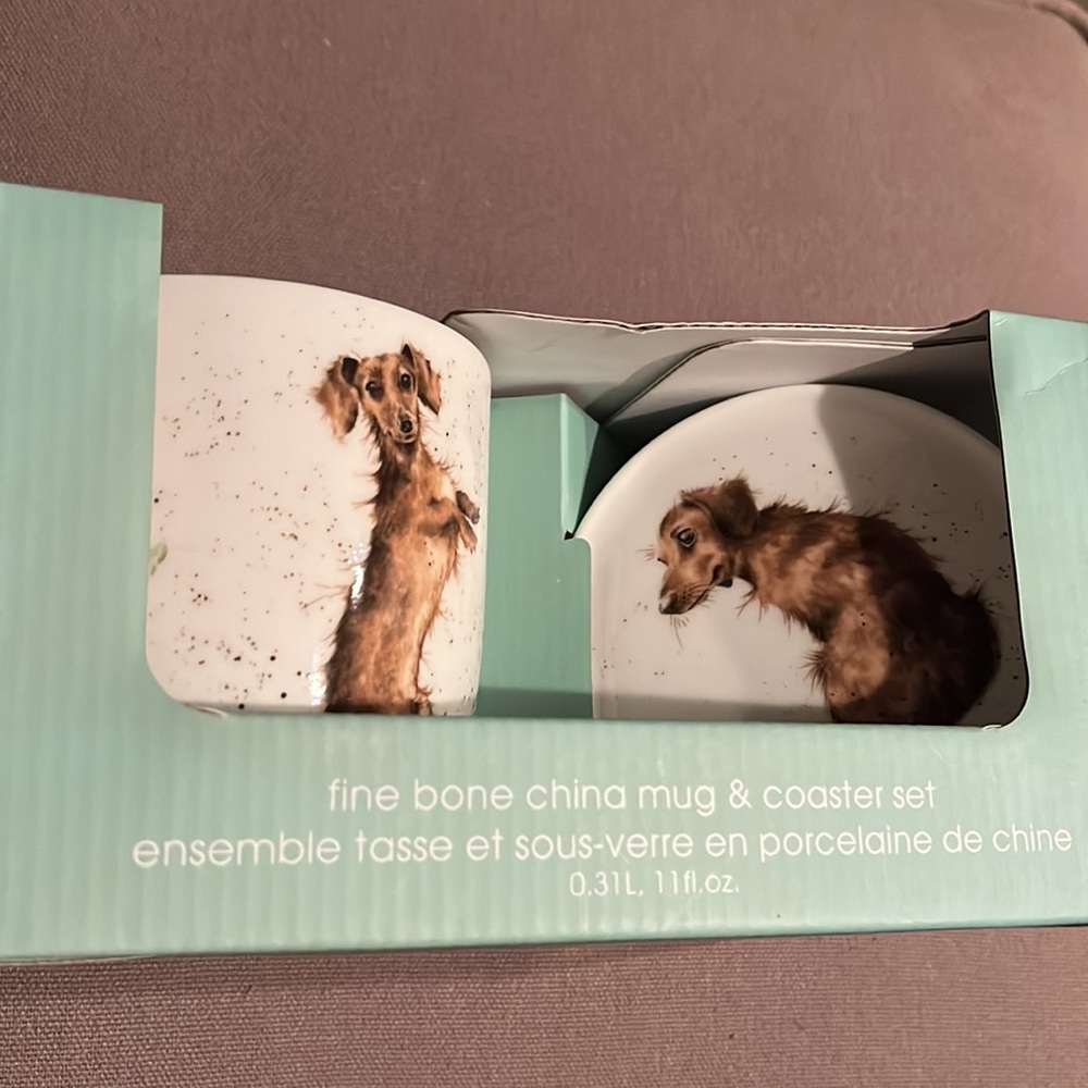 Royal Worcester Weiner dog mug and coaster set.  Adorable Daschund! - Picture 3 of 7